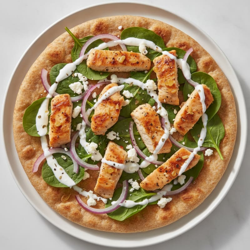 Garlic Chicken Flatbread with Creamy White Sauce