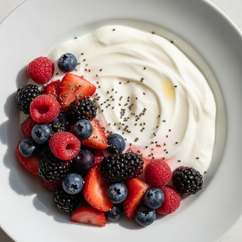 Silky Greek Yogurt Protein Pudding with Mixed Berries