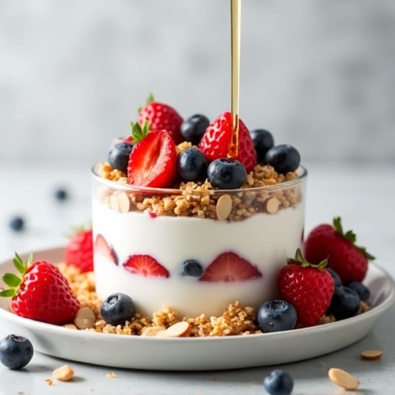 Creamy Greek Yogurt Parfait with Berries and Almonds