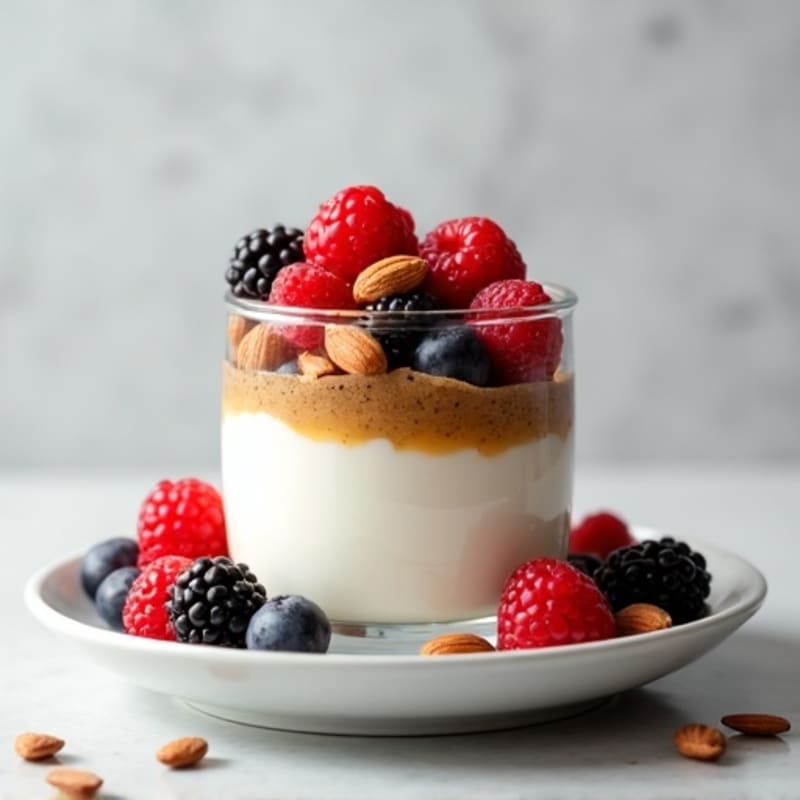 Greek Yogurt Protein Parfait with Mixed Berries and Almonds