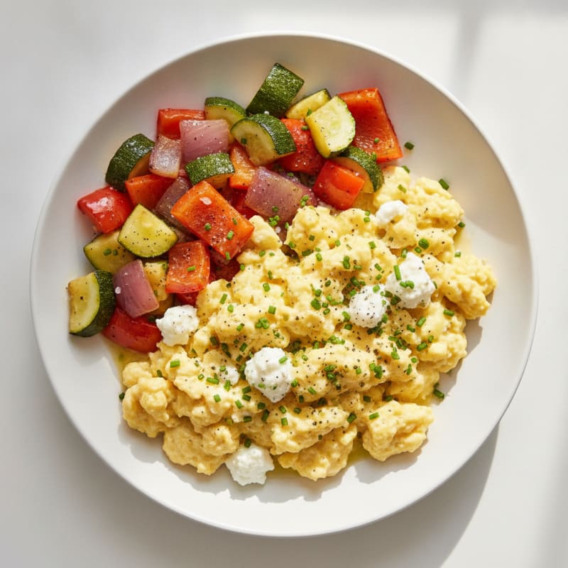 Hearty Scrambled Eggs with Roasted Vegetables