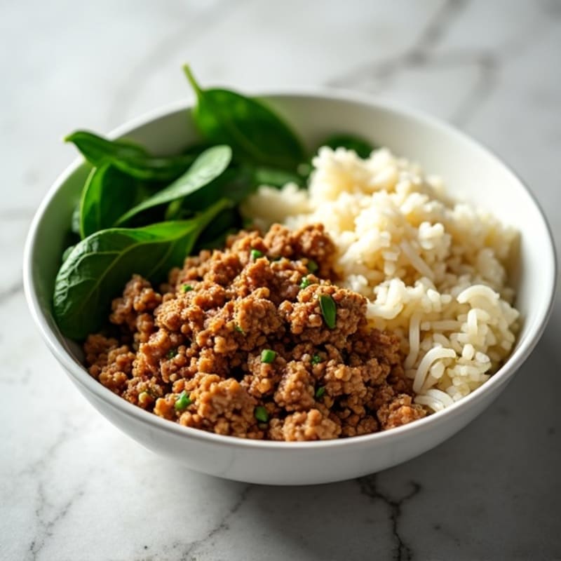 Savory Ground Turkey and Fresh Spinach Bowl with Jasmine Rice