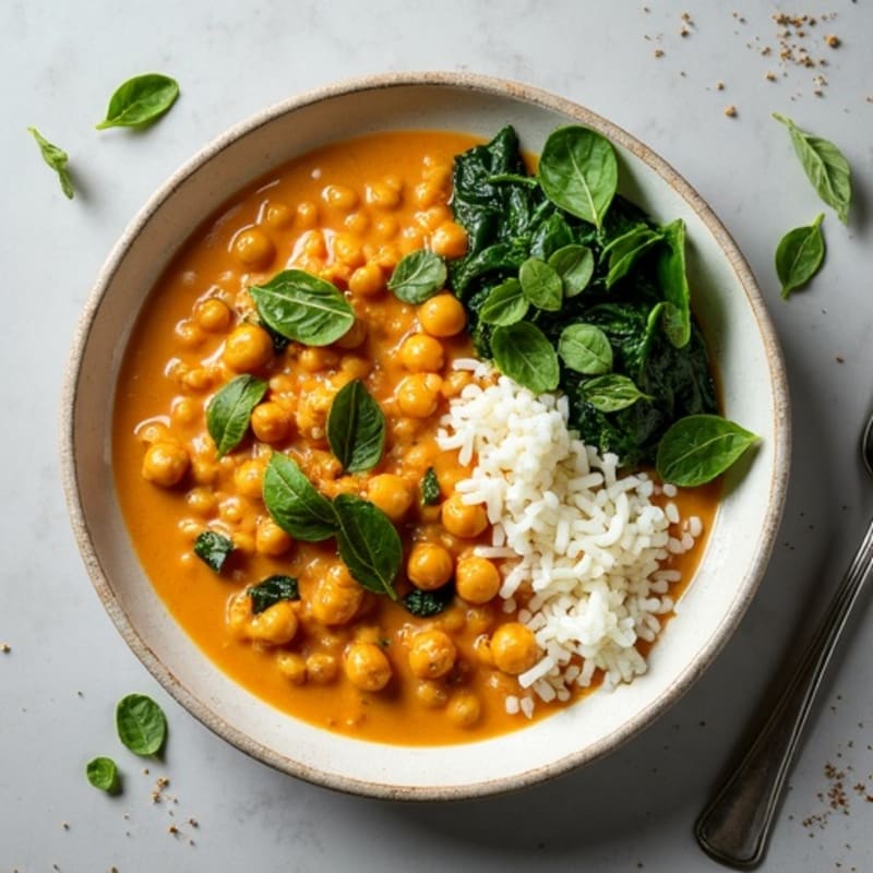 Creamy Coconut Lentil Curry with Fresh Spinach