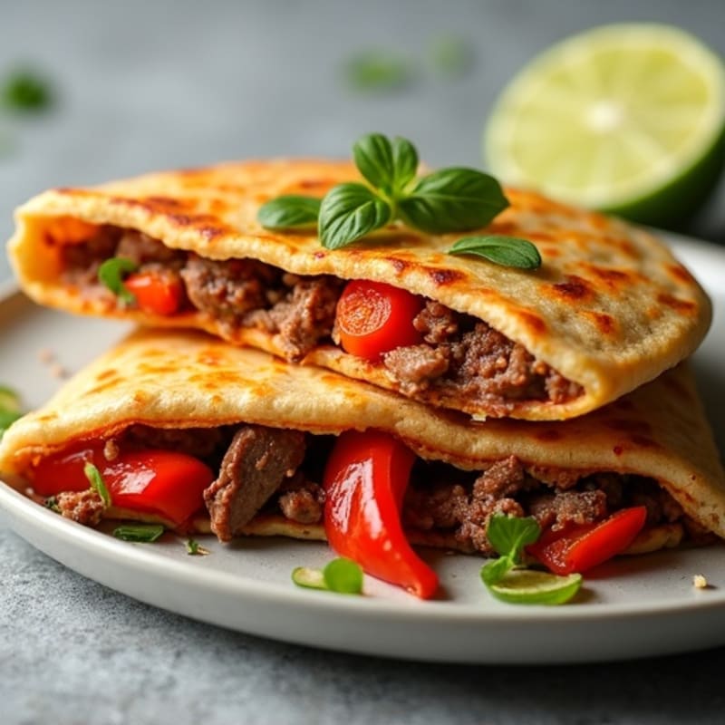 Spicy Lime Steak Quesadilla with Bell Peppers