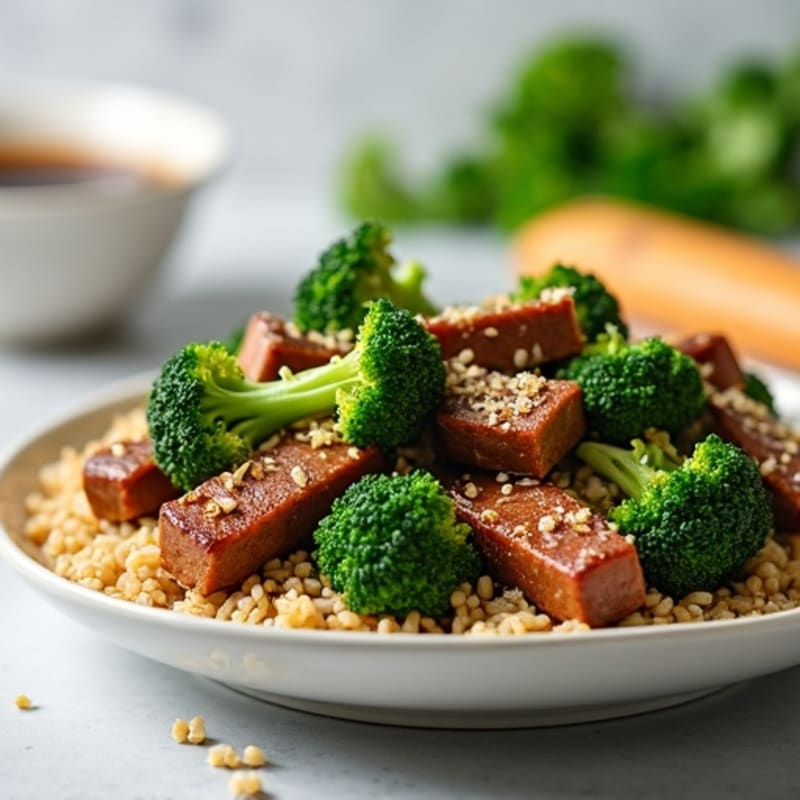 Lean Beef and Broccoli Stir-Fry with Brown Rice and Parmesan