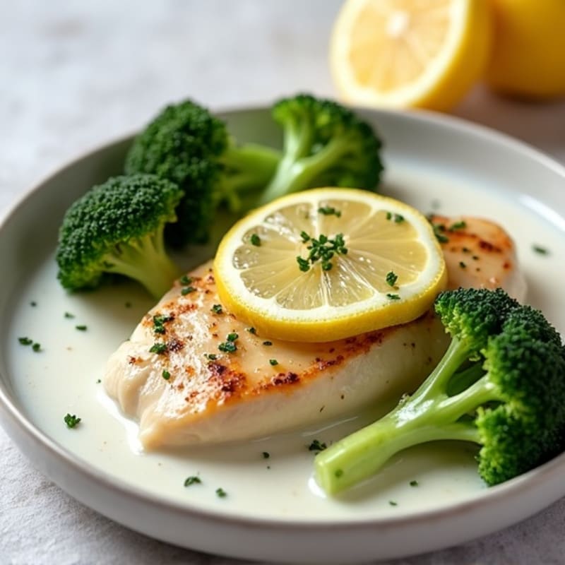 Creamy Lemon Garlic Chicken with Roasted Broccoli