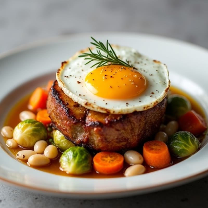 Tender Slow-Braised Pork Belly with Herb Roasted Vegetables