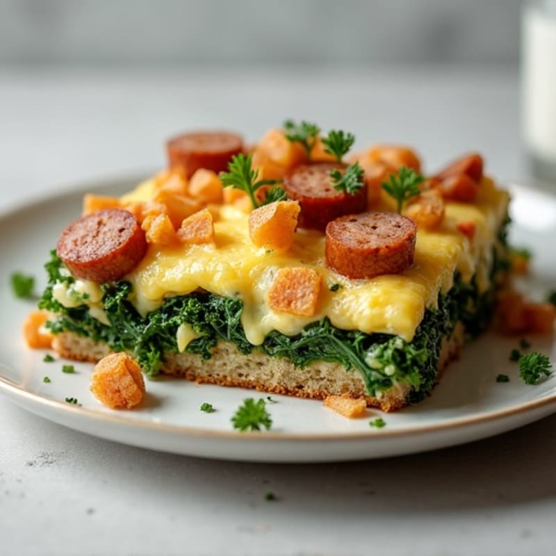 Healthy Sausage and Kale Breakfast Strata
