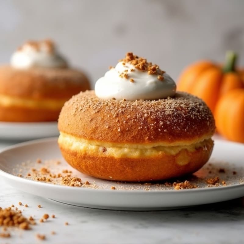 Fluffy Pumpkin Spice Protein Baked Donuts with Creamy Greek Yogurt