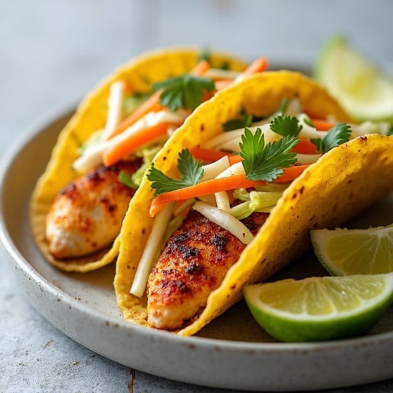 Crispy Spicy Chicken Tacos with Fresh Slaw