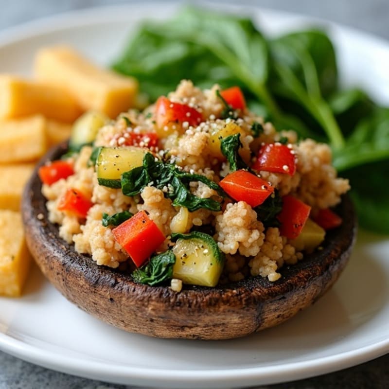 Portobello Mushrooms with Savory Turkey and Veggie Stuffing