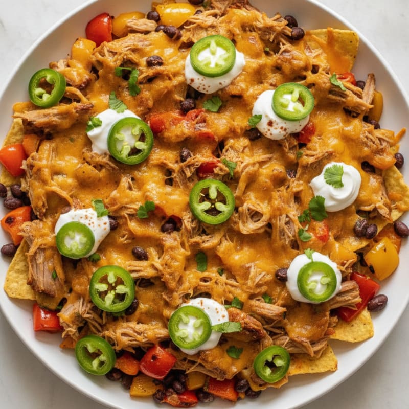 Pulled Pork Nachos with Pickled Jalapeños