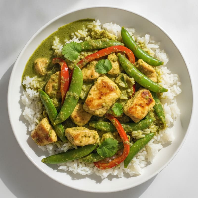 Green Curry Chicken with Coconut Rice