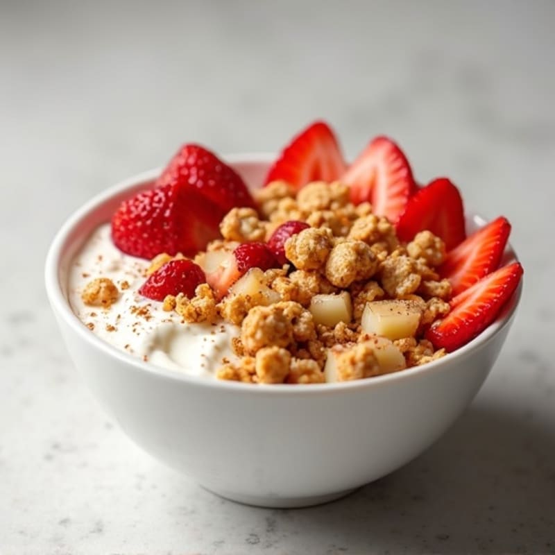 Strawberry Protein Yogurt Bowl with Chopped Dry Fruits