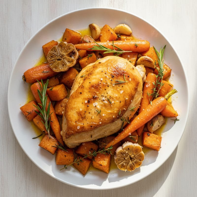 Garlic Herb Roasted Chicken with Root Vegetables