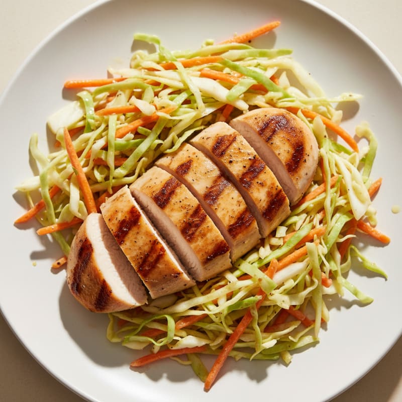 Grilled Chicken Breast with Crunchy Cabbage Slaw