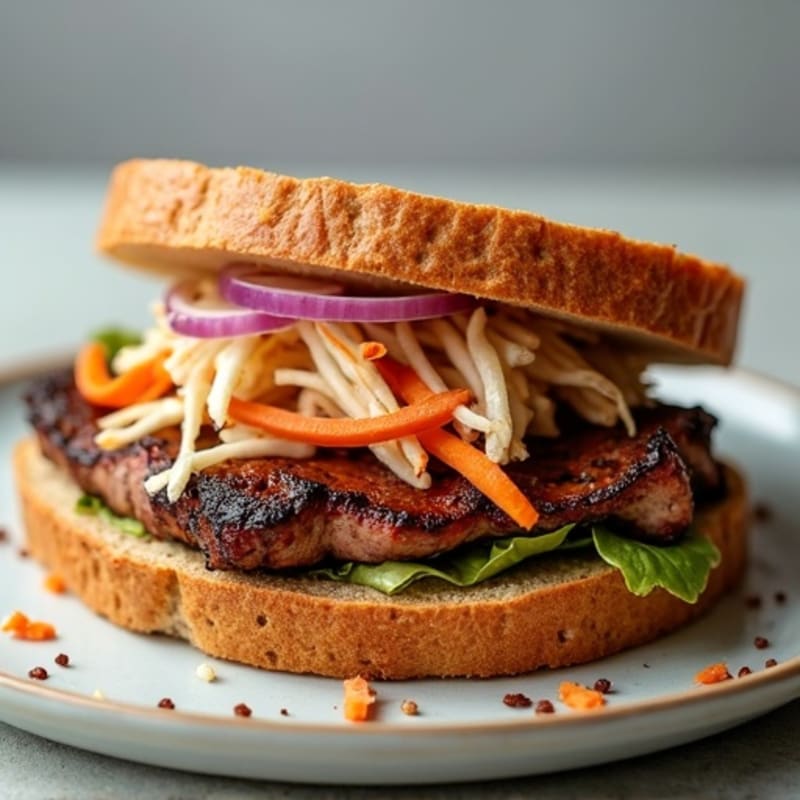 Smoky Brisket with Tangy Slaw on Whole Wheat