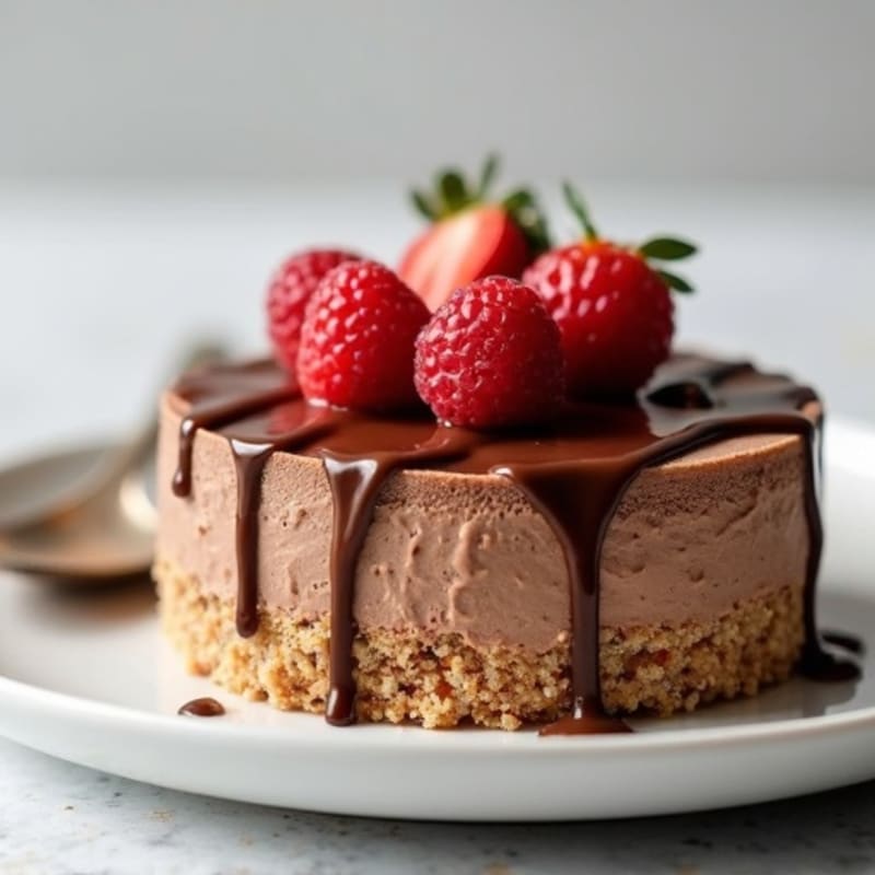 Chocolate Protein Cheesecake with Almond Crust