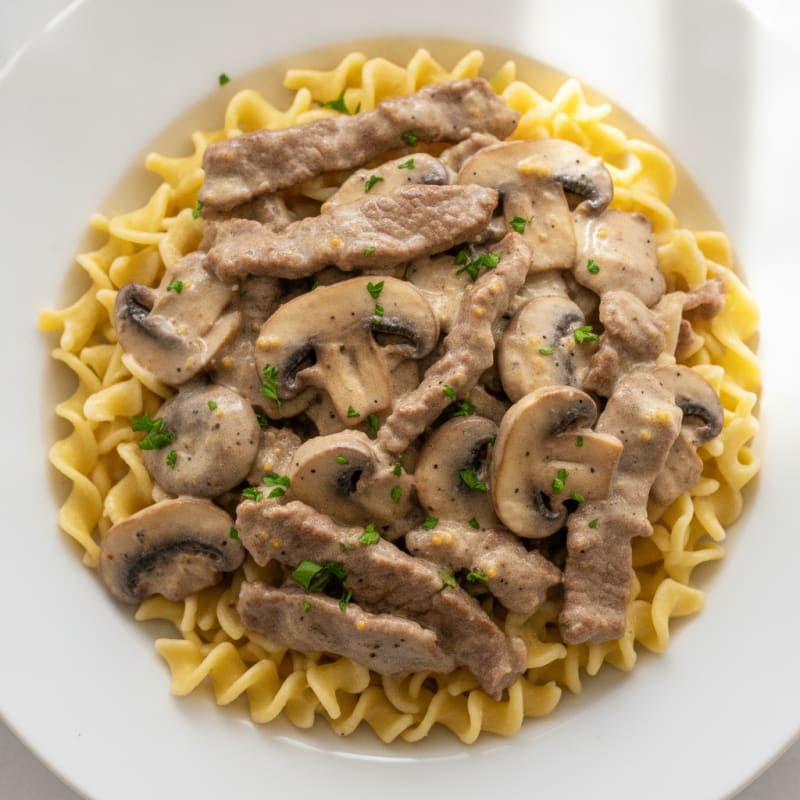 Classic Beef Stroganoff with Egg Noodles