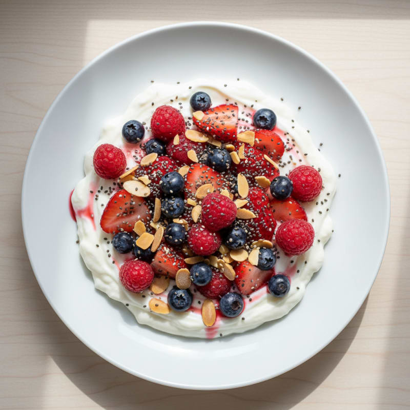 Silky Greek Yogurt Protein Pudding with Mixed Berries