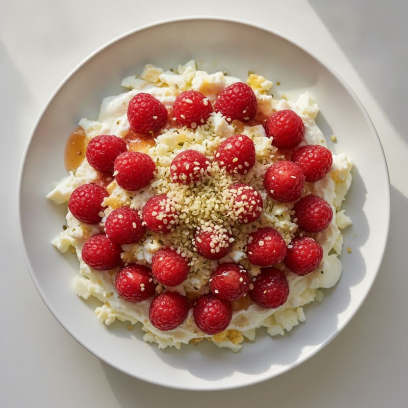 High-Protein Greek Yogurt Parfait with Chopped Eggs and Berries