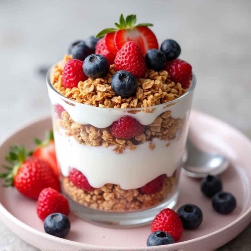 Creamy Greek Yogurt Parfait with Protein Granola and Berries