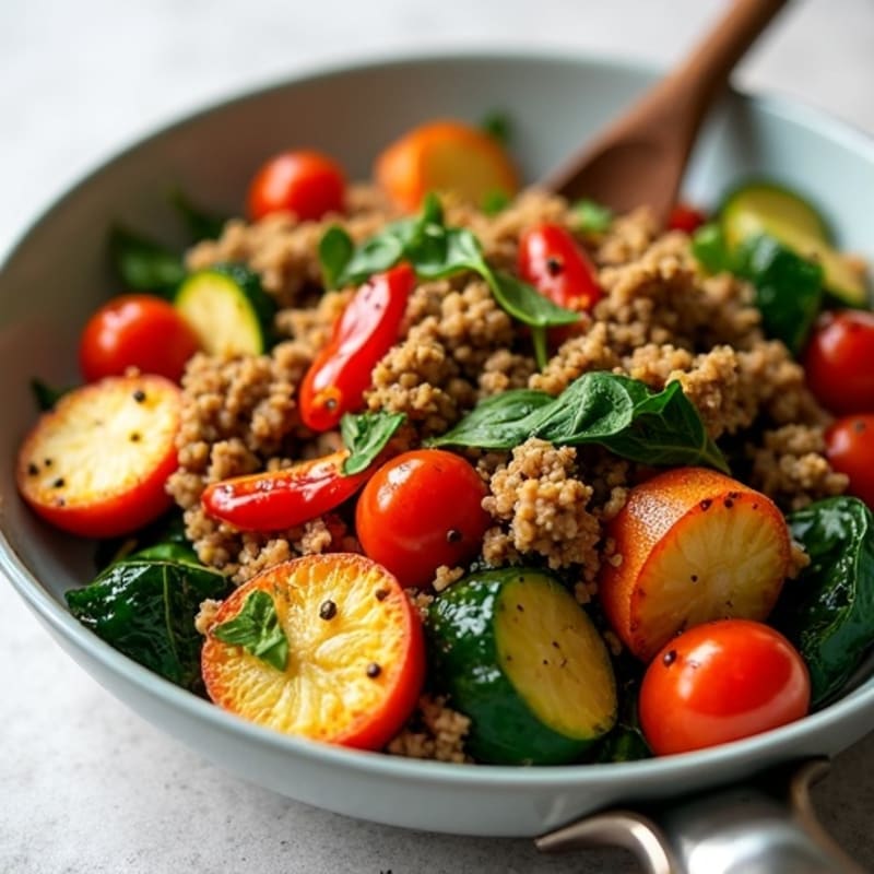 Savory Ground Turkey and Crispy Vegetable Skillet