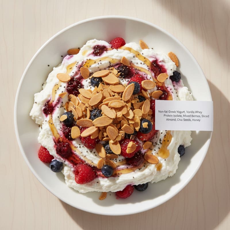 Greek Yogurt Protein Mousse with Mixed Berries