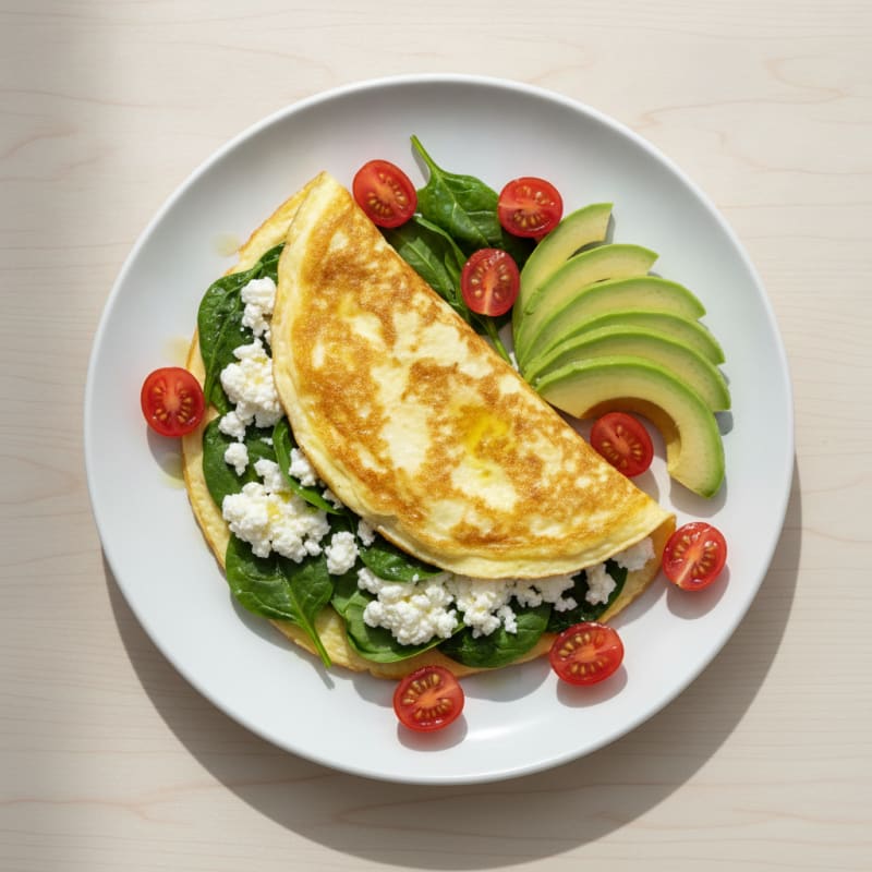 Egg White Spinach Omelette with Low-Fat Cottage Cheese