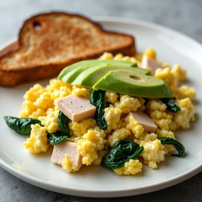 Cottage Cheese Scramble with Spinach and Smoked Turkey