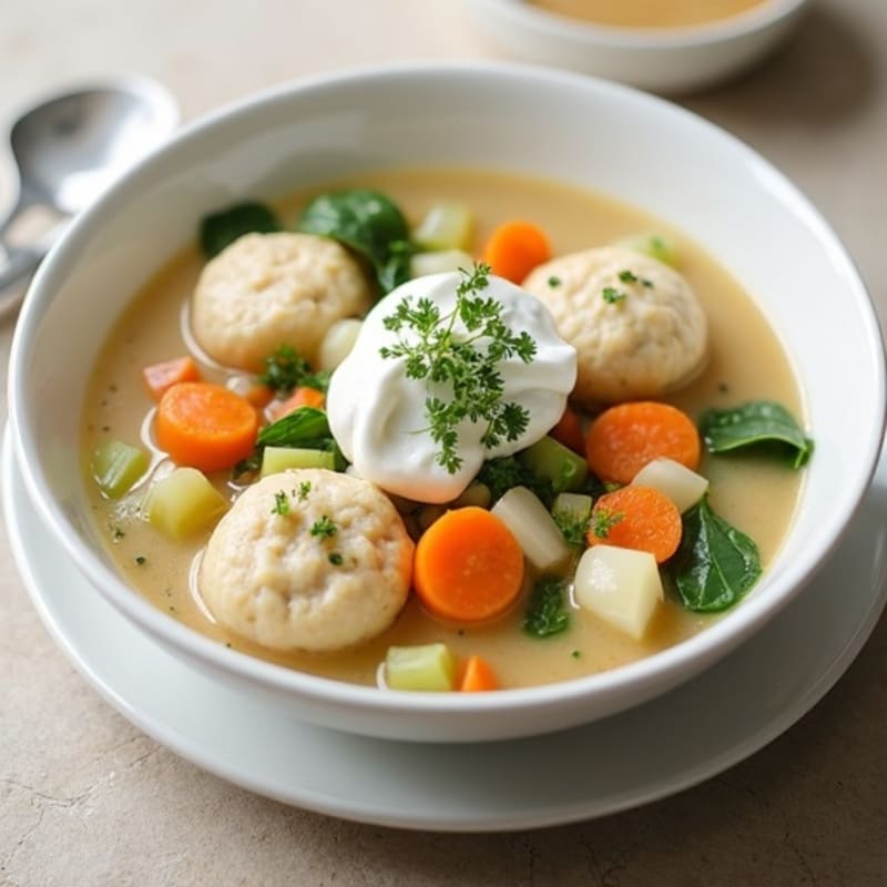 Creamy Chicken and Vegetable Stew with Fluffy Dumplings
