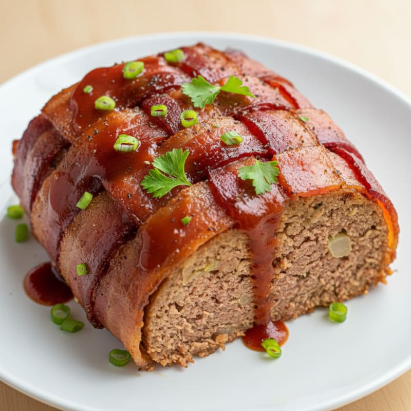 BBQ Bacon-Wrapped Meatloaf with Tangy Glaze