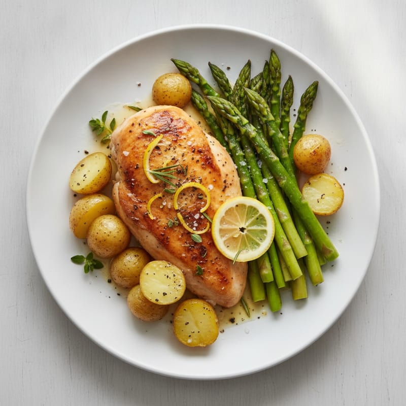 Lemon-Herb Roasted Chicken with Asparagus