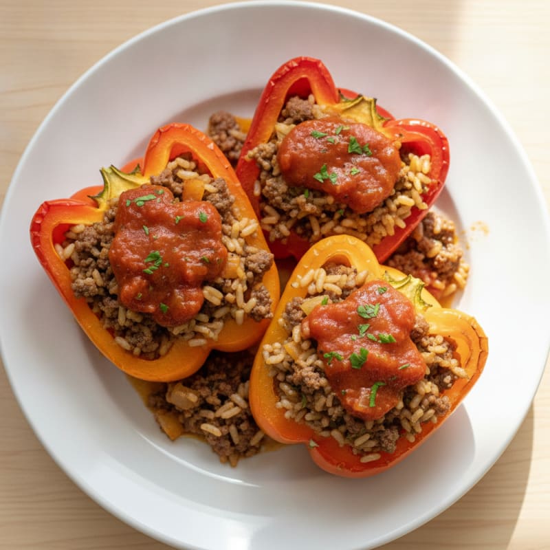 Beef and Rice Stuffed Bell Peppers