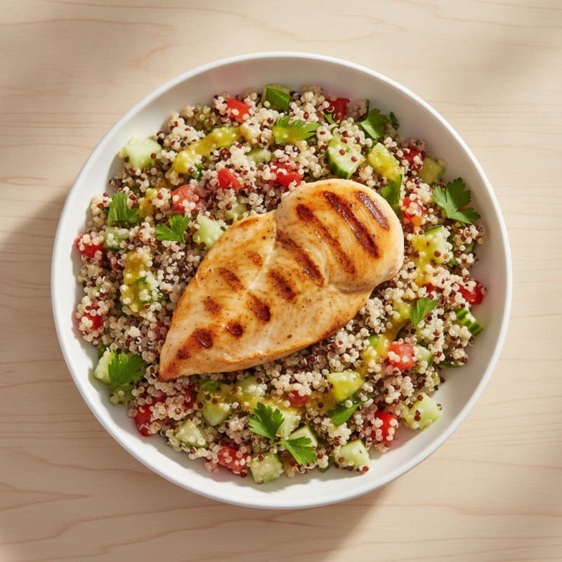 Grilled Chicken Breast with Crunchy Quinoa Salad