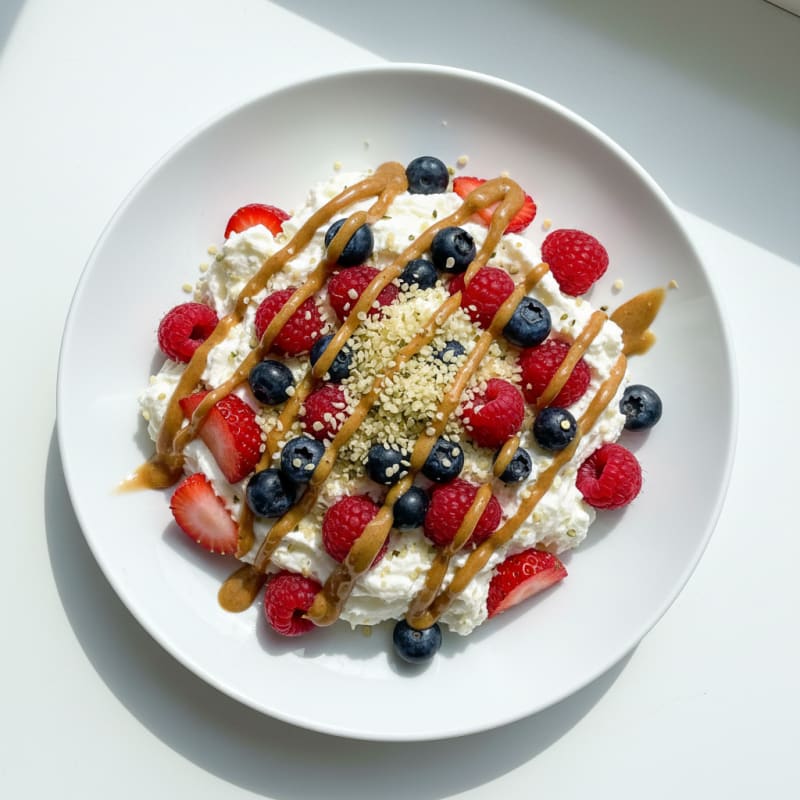 Greek Yogurt Protein Mousse with Mixed Berries
