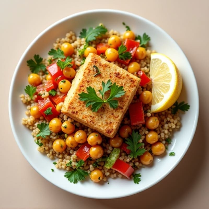 Crispy Roasted Chickpeas and Vegetables with Lemon-Herb Quinoa