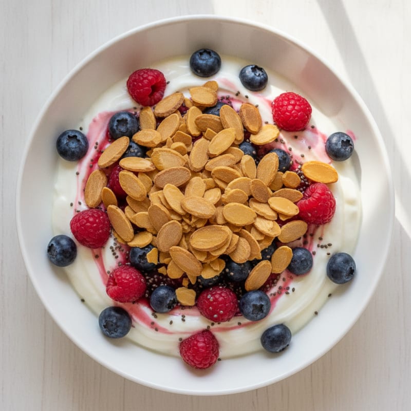 Greek Yogurt Protein Parfait with Mixed Berries and Almonds