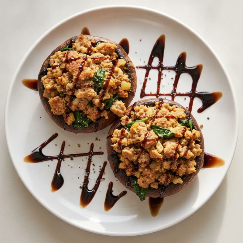 Herb-Stuffed Portobello Mushrooms with Balsamic Glaze