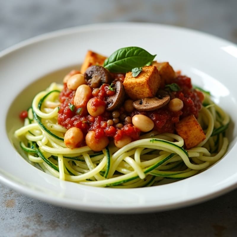 Hearty Mushroom Ragu with Garlic Herb Zucchini Noodles