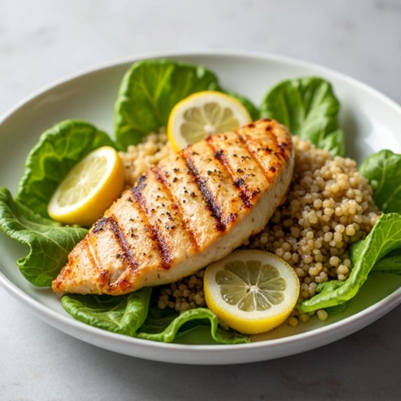 Grilled Chicken Breast with Crisp Romaine and Quinoa Salad