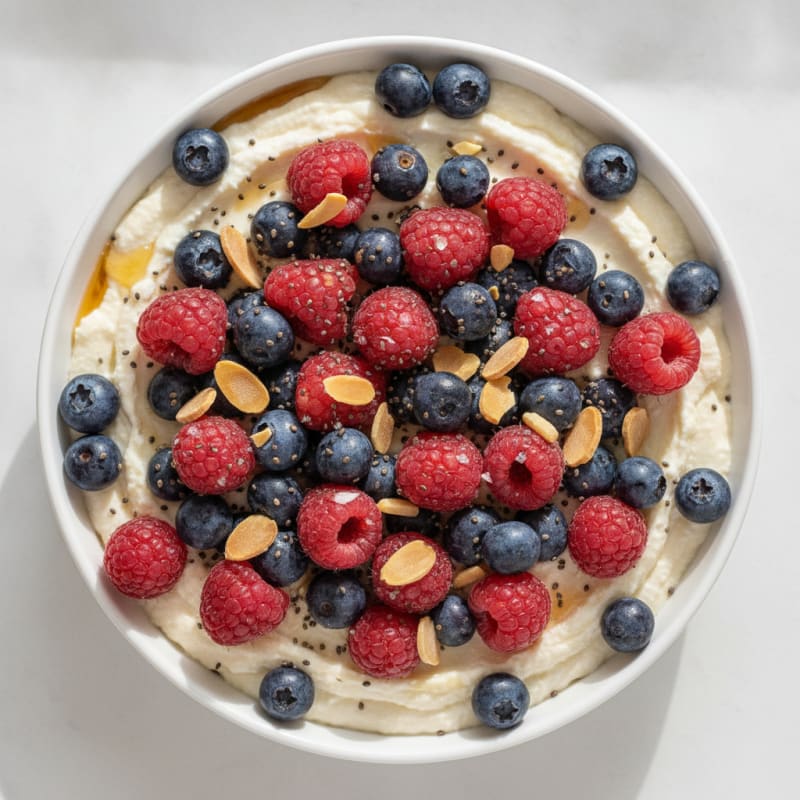 Silky Cottage Cheese Berry Pudding