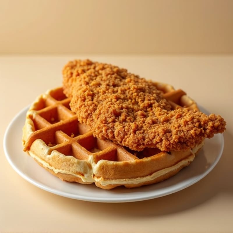 Golden Crispy Chicken and Whole Wheat Waffles