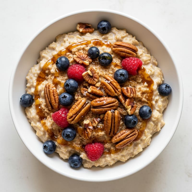 Maple Pecan Oatmeal with Berries