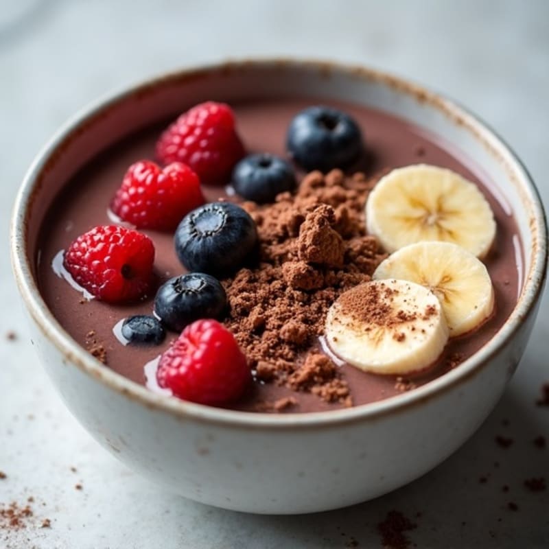 Creamy Dark Chocolate Berry Protein Smoothie Bowl