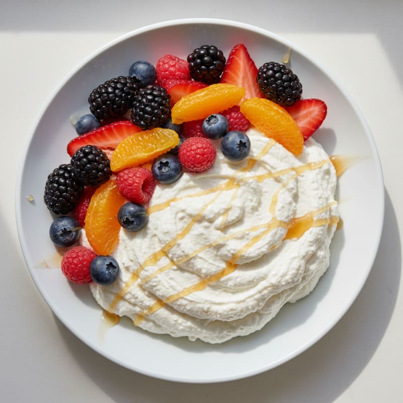 High-Protein Greek Yogurt Mousse with Mixed Berries