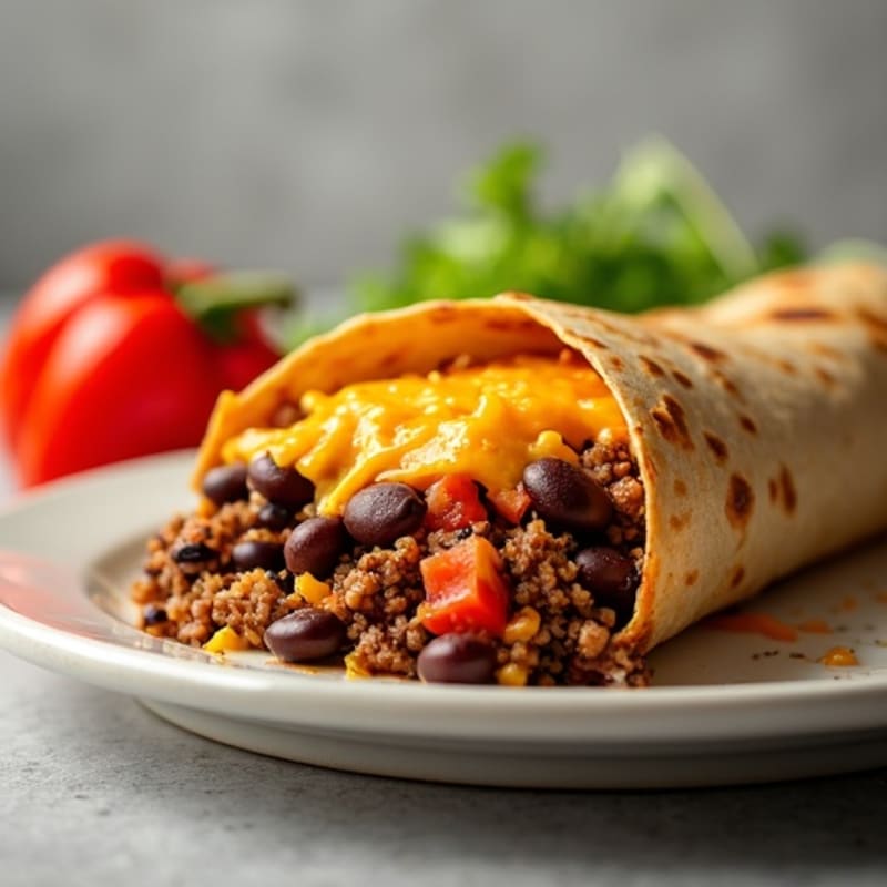 Lean Ground Beef and Black Bean Cheesy Tortilla Bake