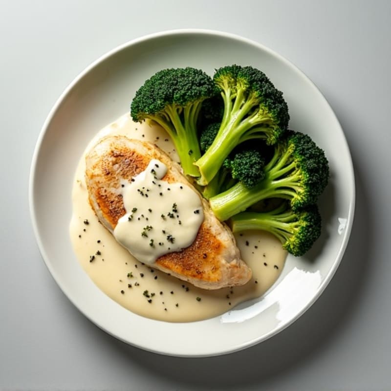 Creamy Garlic Chicken with Roasted Broccoli