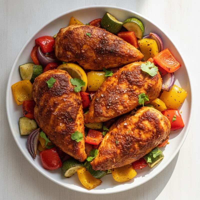 Spicy Harissa Chicken with Roasted Vegetables