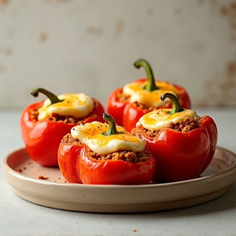 Crispy Cheesy Pepperoni-Style Stuffed Bell Peppers